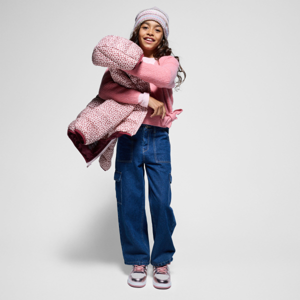 بنطلون جينز كارغو، باللون الأزرق، للفتيات